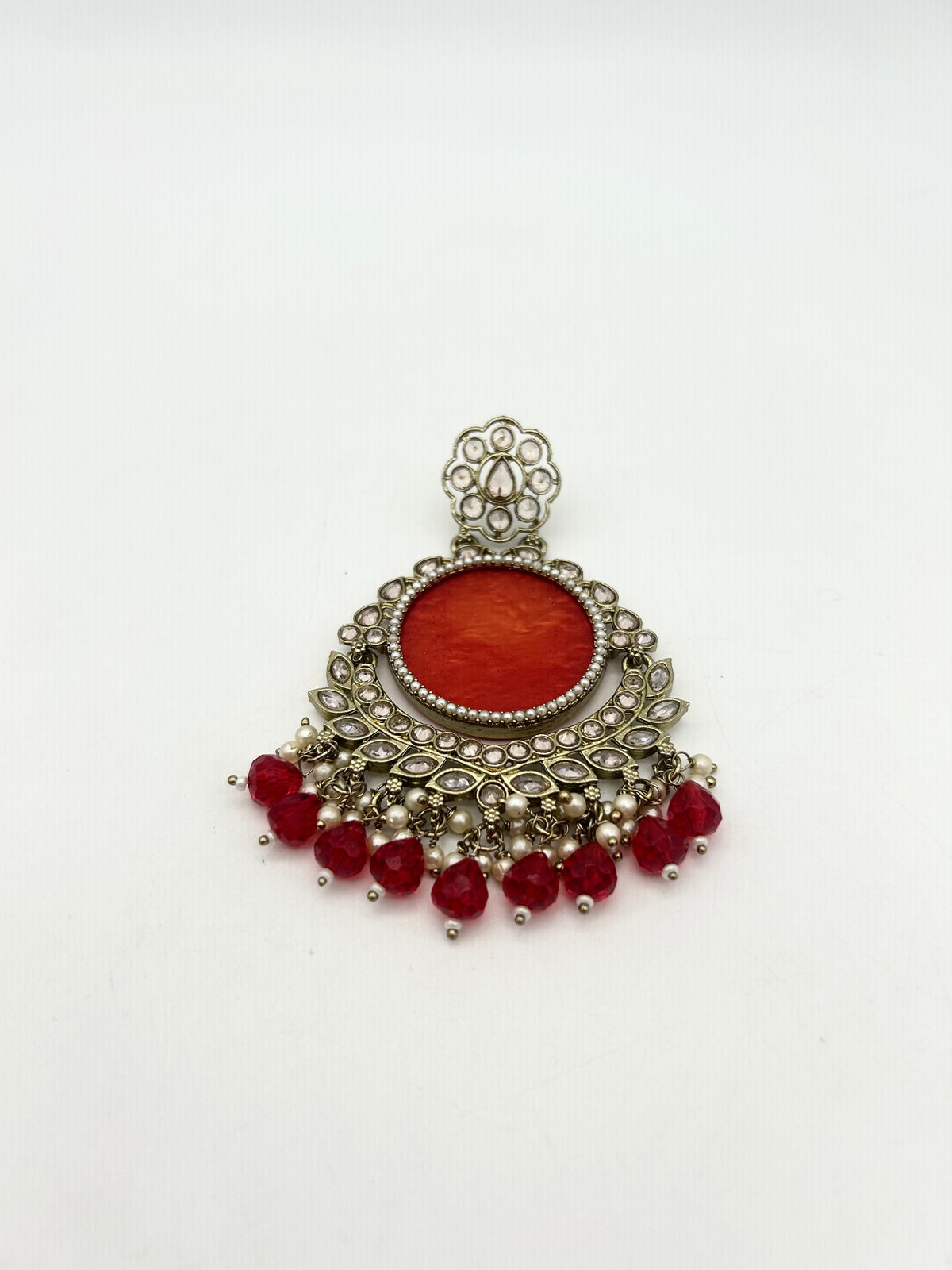 AM024 Gold and Red Earrings Polki