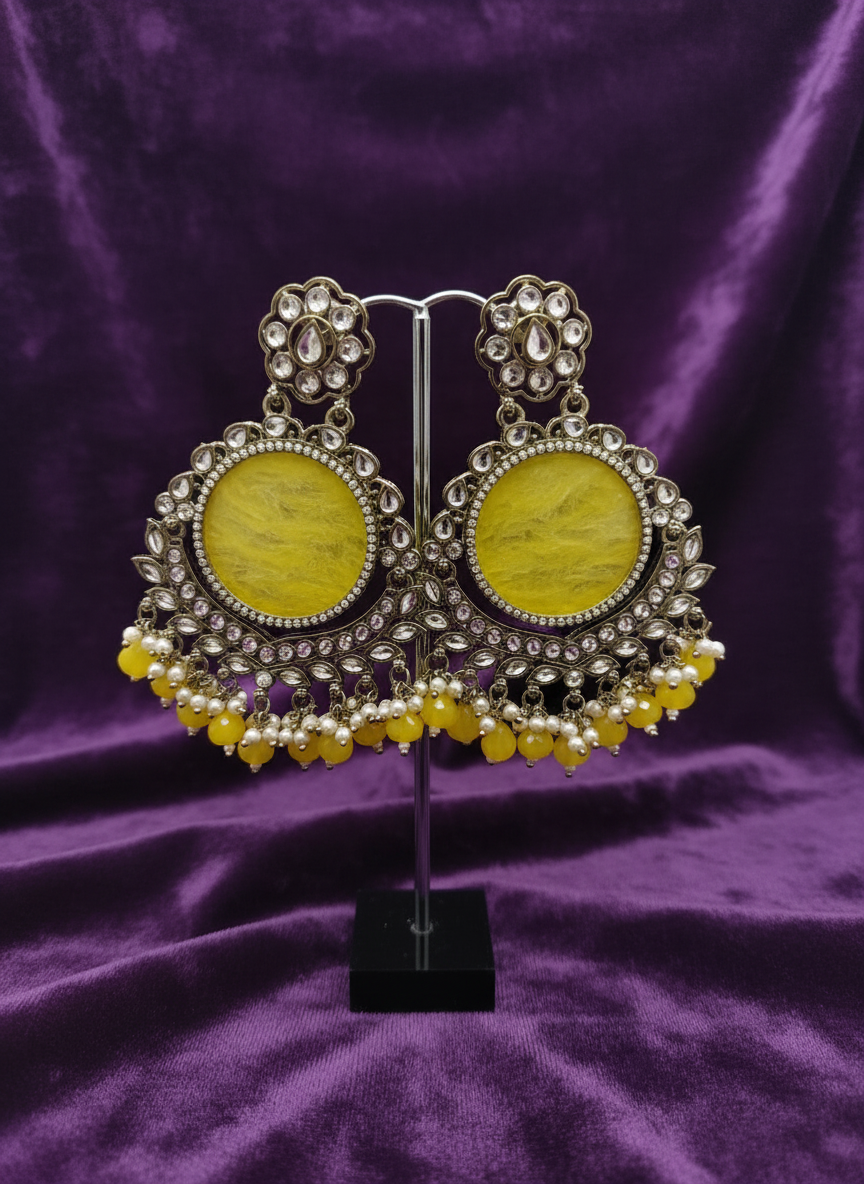 AM023 Gold and Yellow Earrings polki