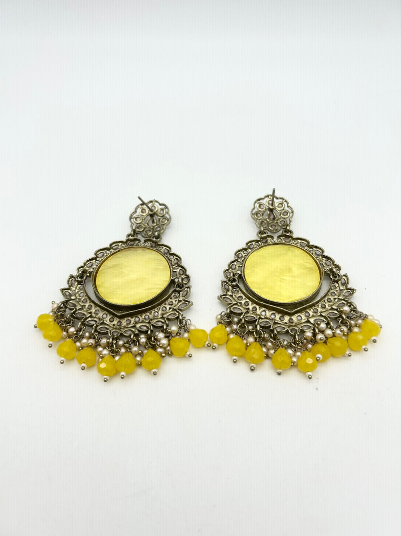AM023 Gold and Yellow Earrings polki