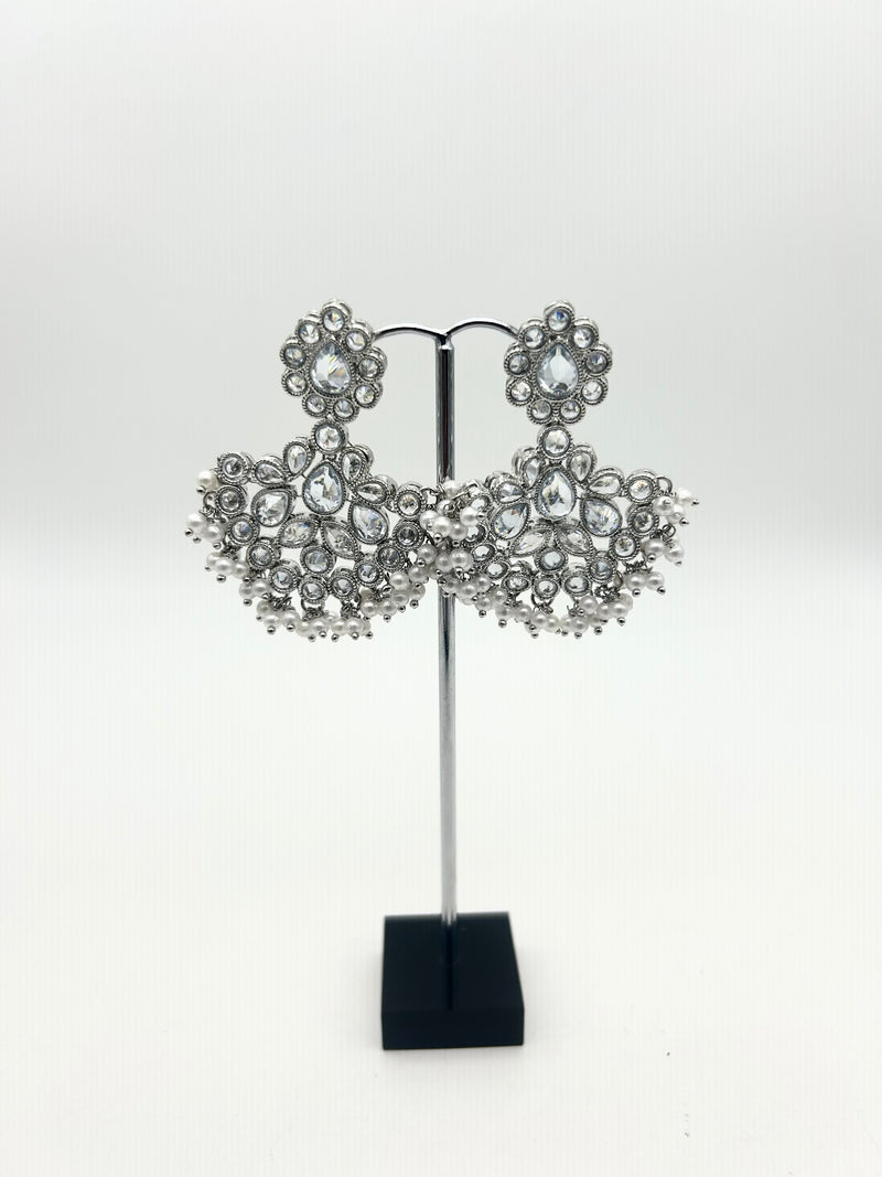 AM003 Silver earrings polki