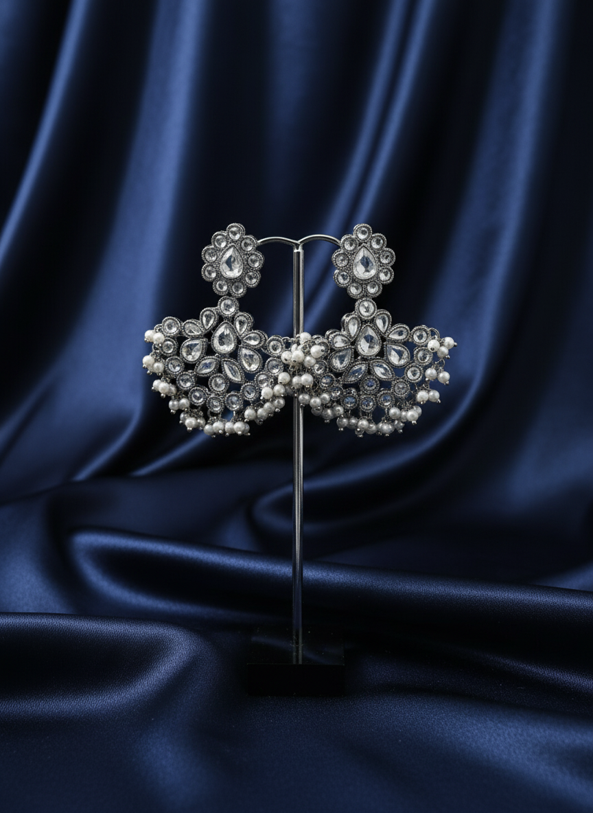 AM003 Silver earrings polki