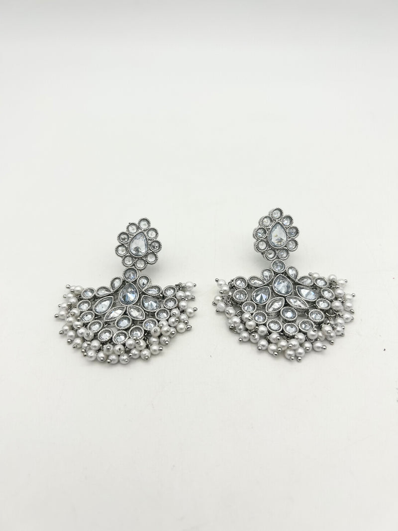 AM003 Silver earrings polki