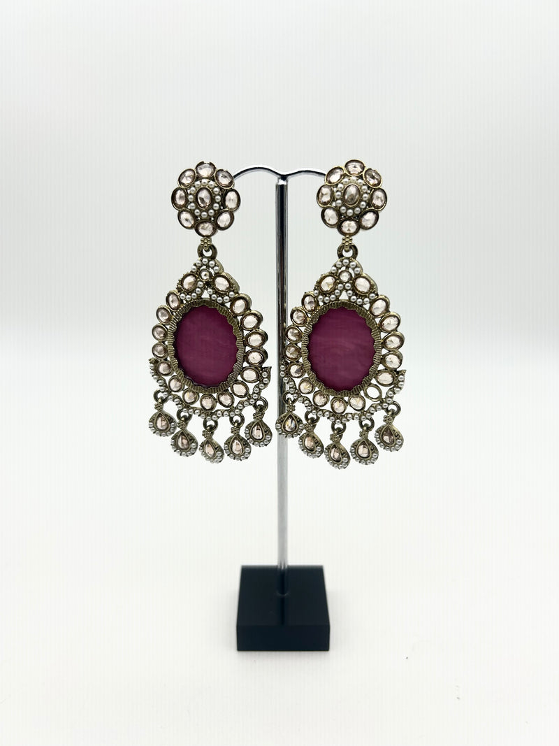 AM024 Gold and Purple Earrings polki