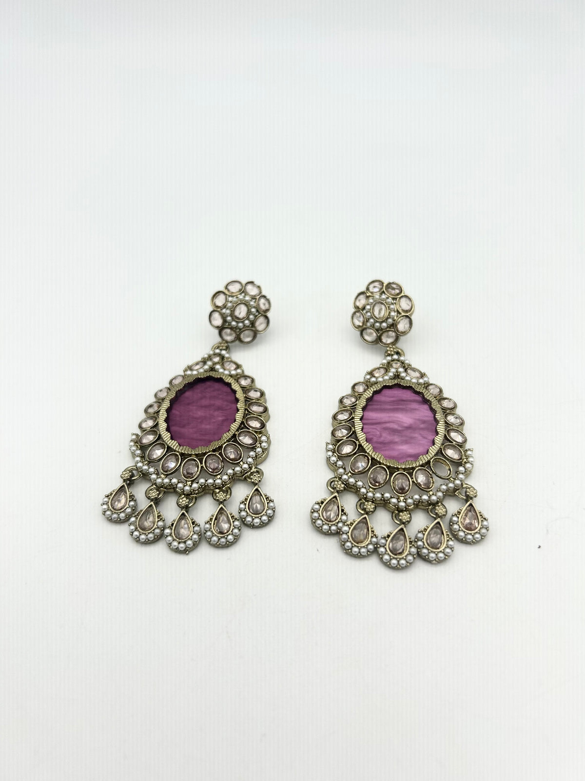 AM024 Gold and Purple Earrings polki