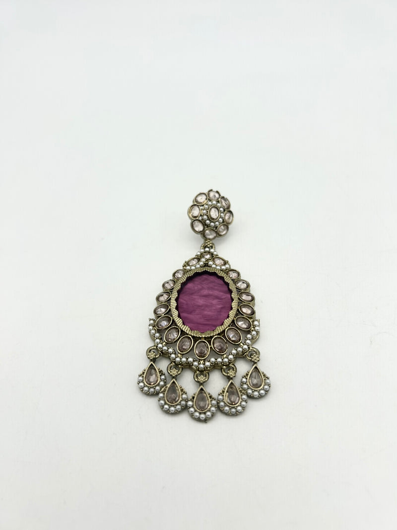 AM024 Gold and Purple Earrings polki