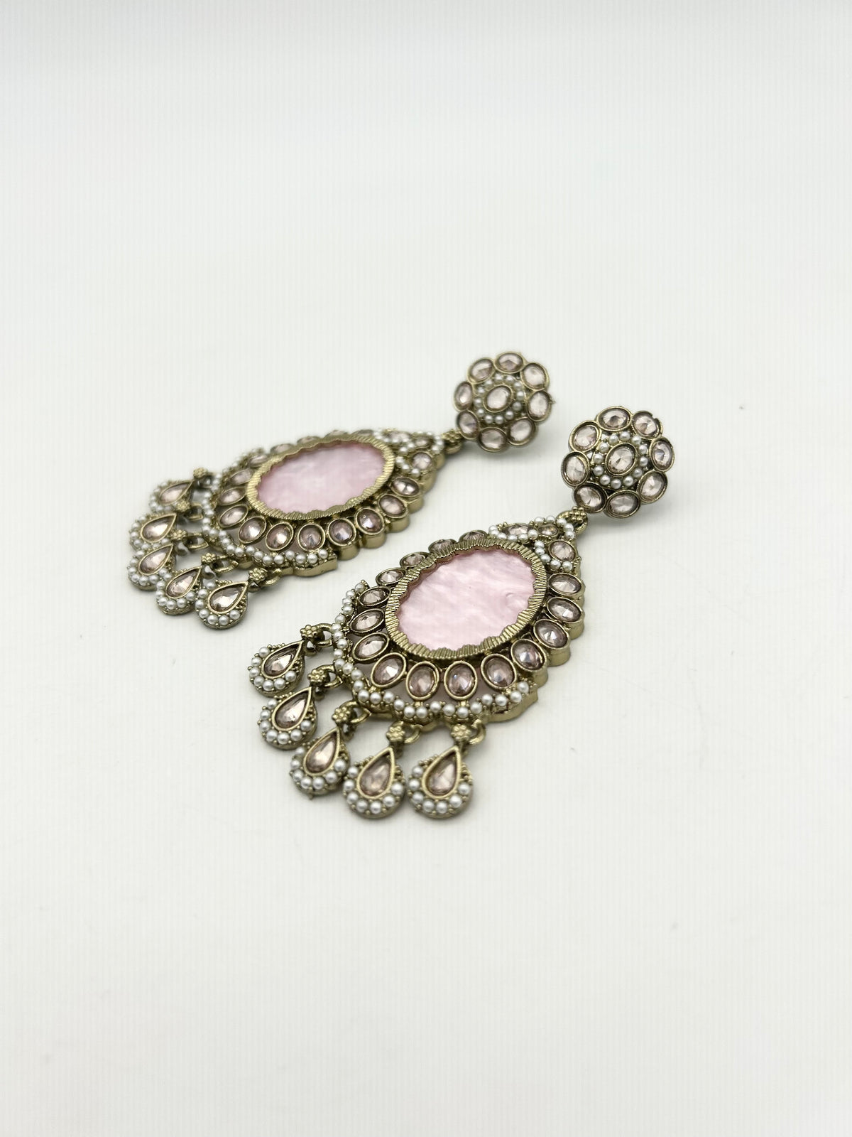 AM024 Gold and Pink Earrings polki