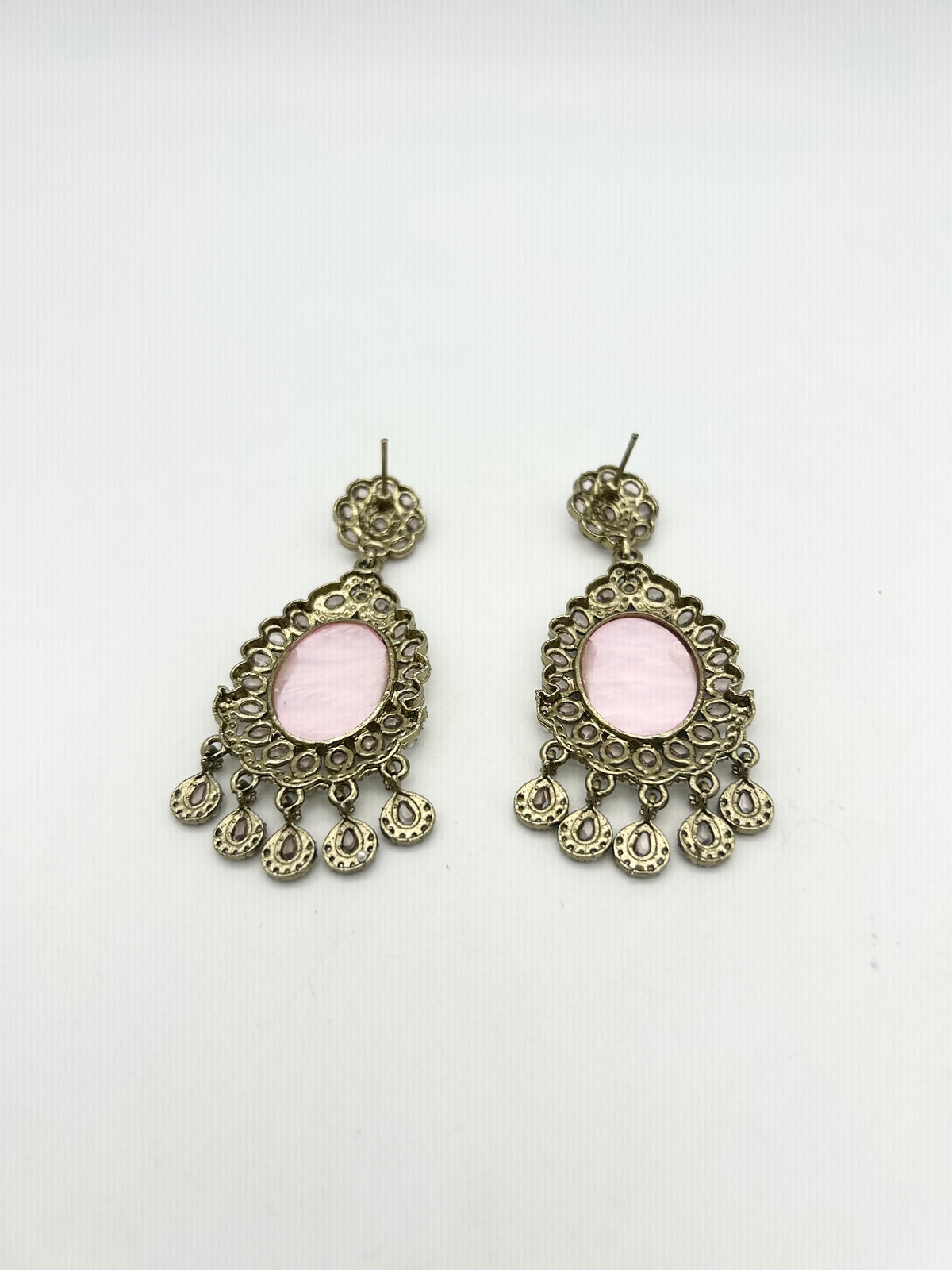 AM024 Gold and Pink Earrings polki