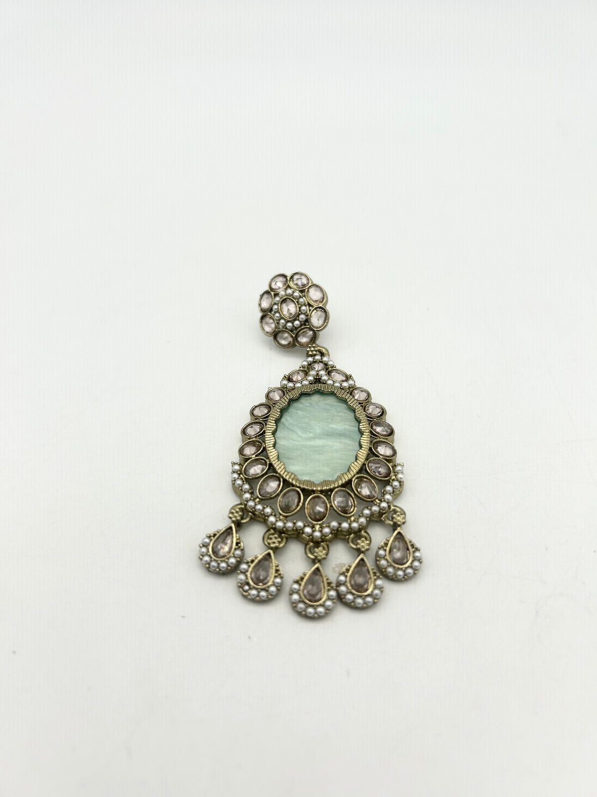 AM024 Gold and Mint earrings polki