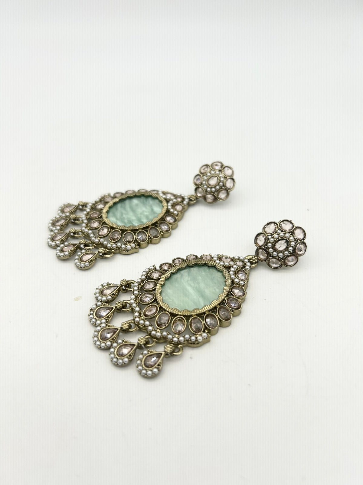 AM024 Gold and Mint earrings polki