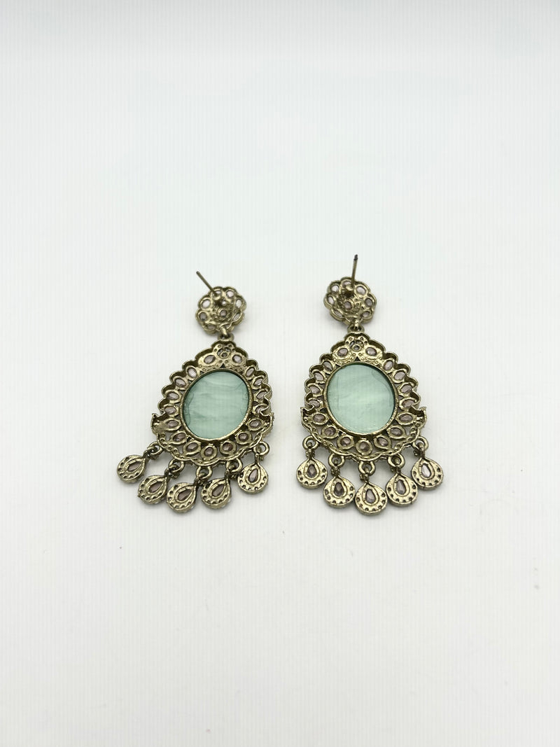 AM024 Gold and Mint earrings polki