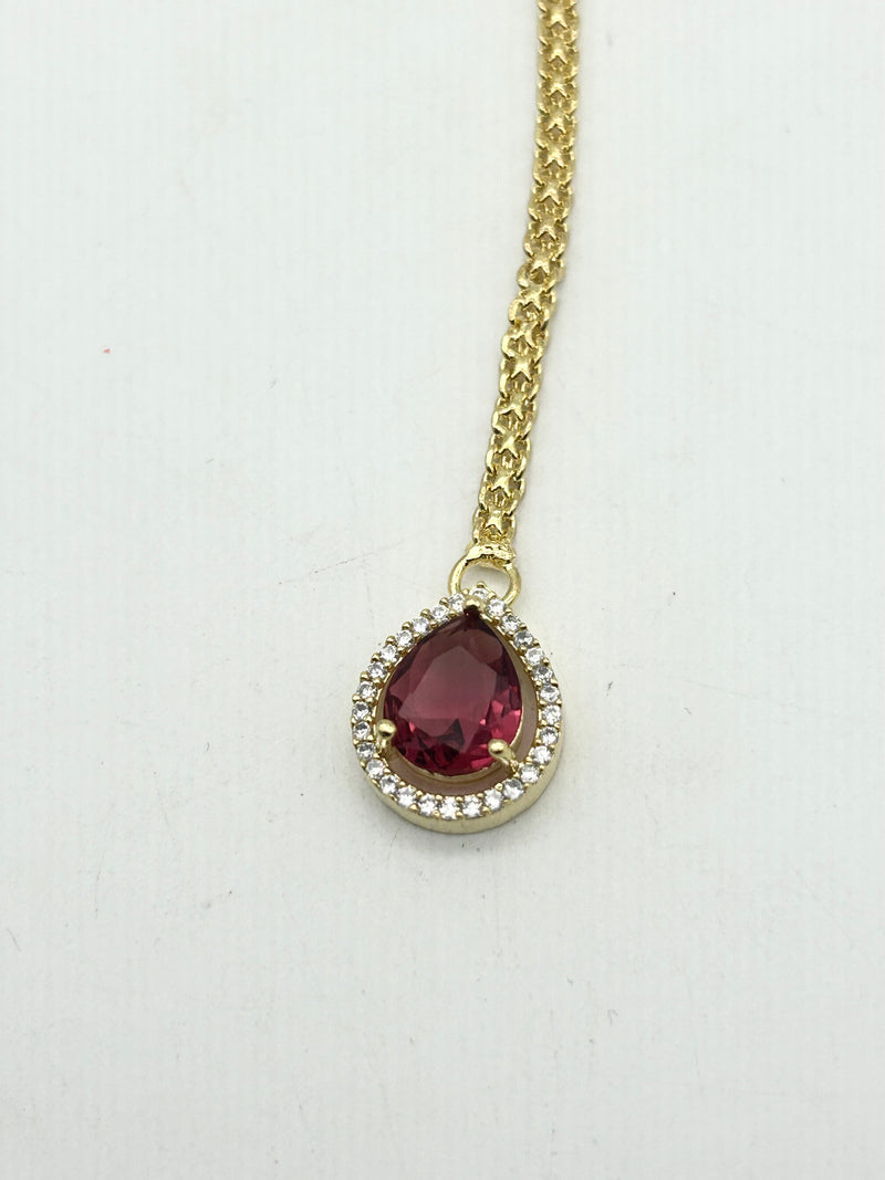 AM666 Gold and Red tikka American diamond