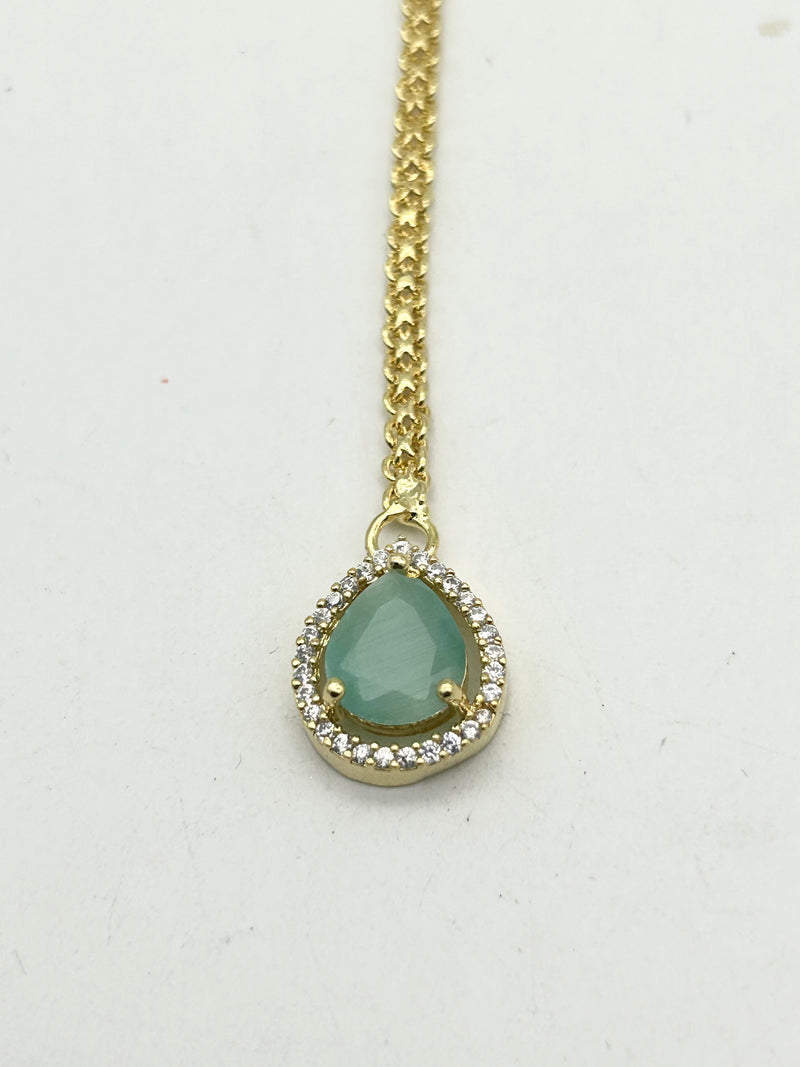 AM666 Gold and Mint tikka American Diamond