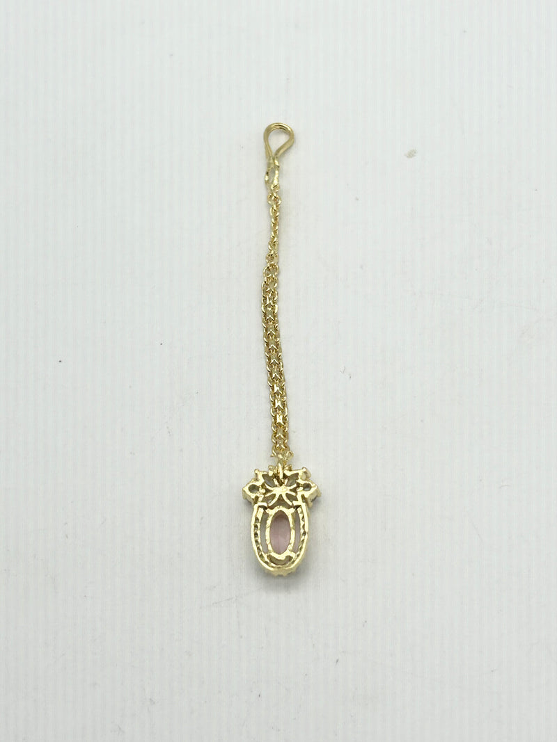 AM667 Gold and Pink tikka American diamond