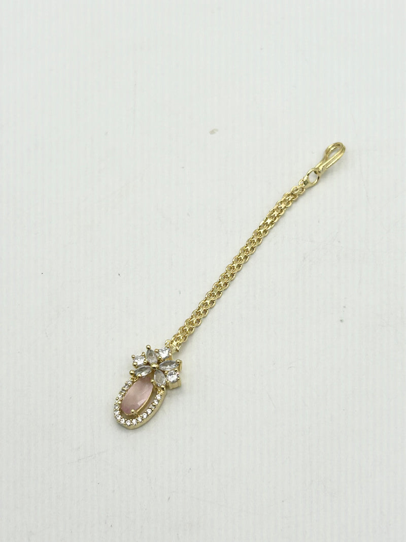 AM667 Gold and Pink tikka American diamond