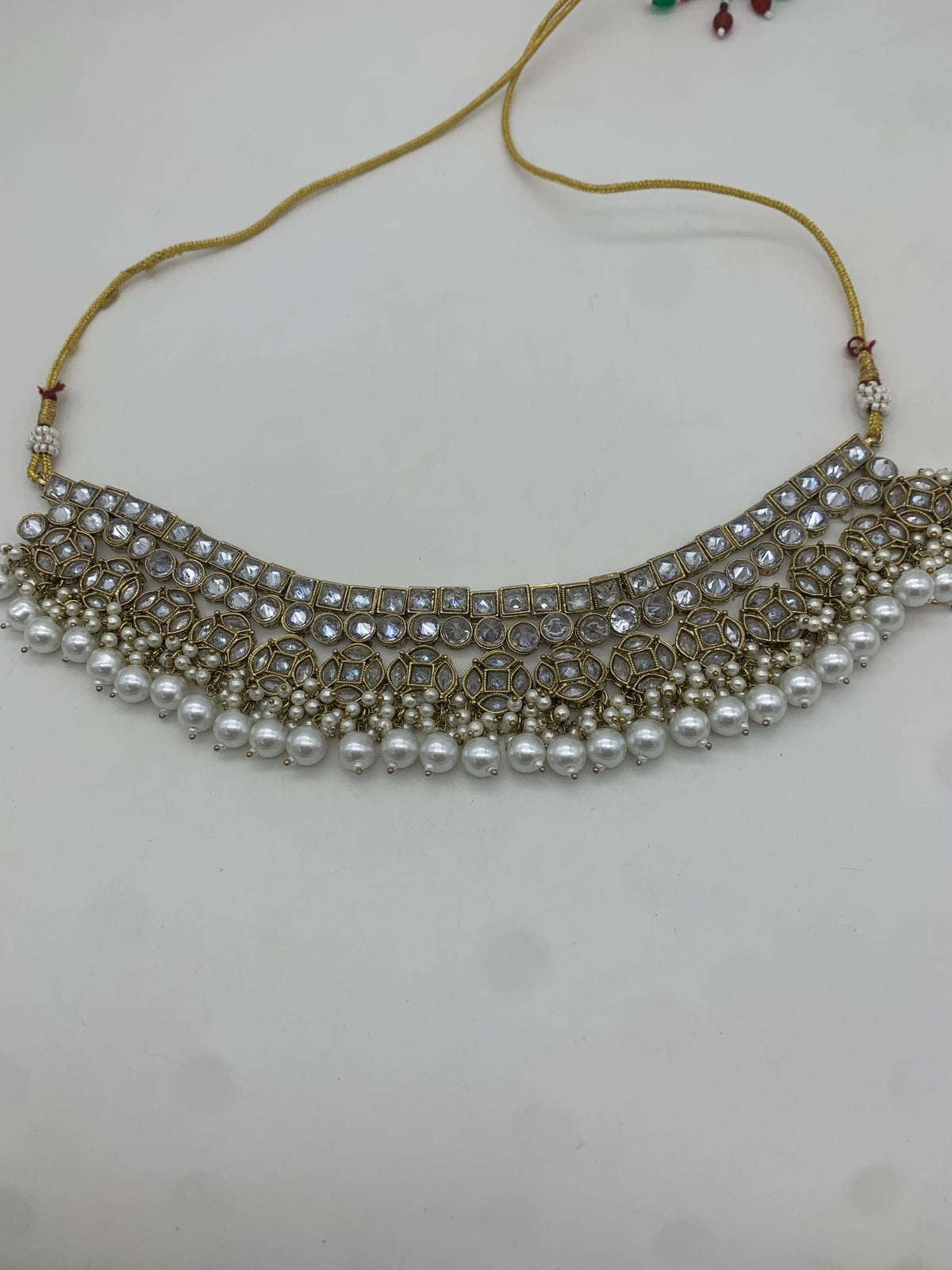 Gold and white necklace set