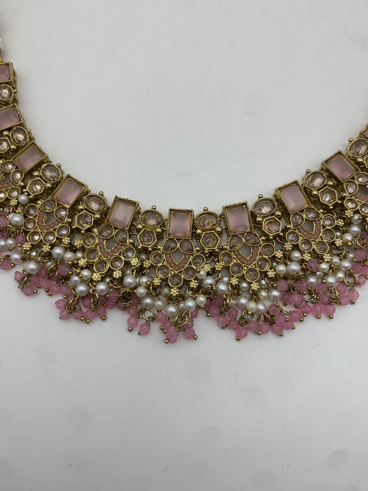 Pastel pink and gold necklace set