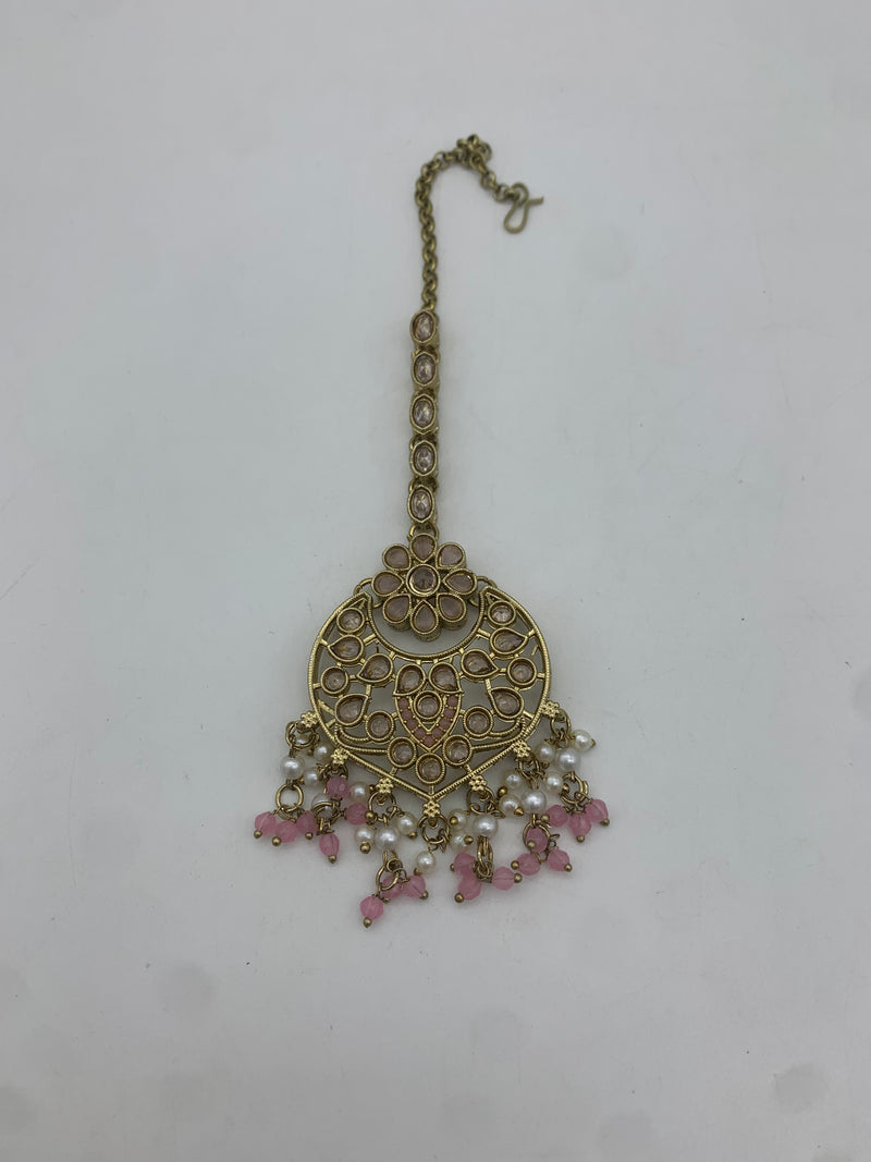 Pastel pink and gold necklace set