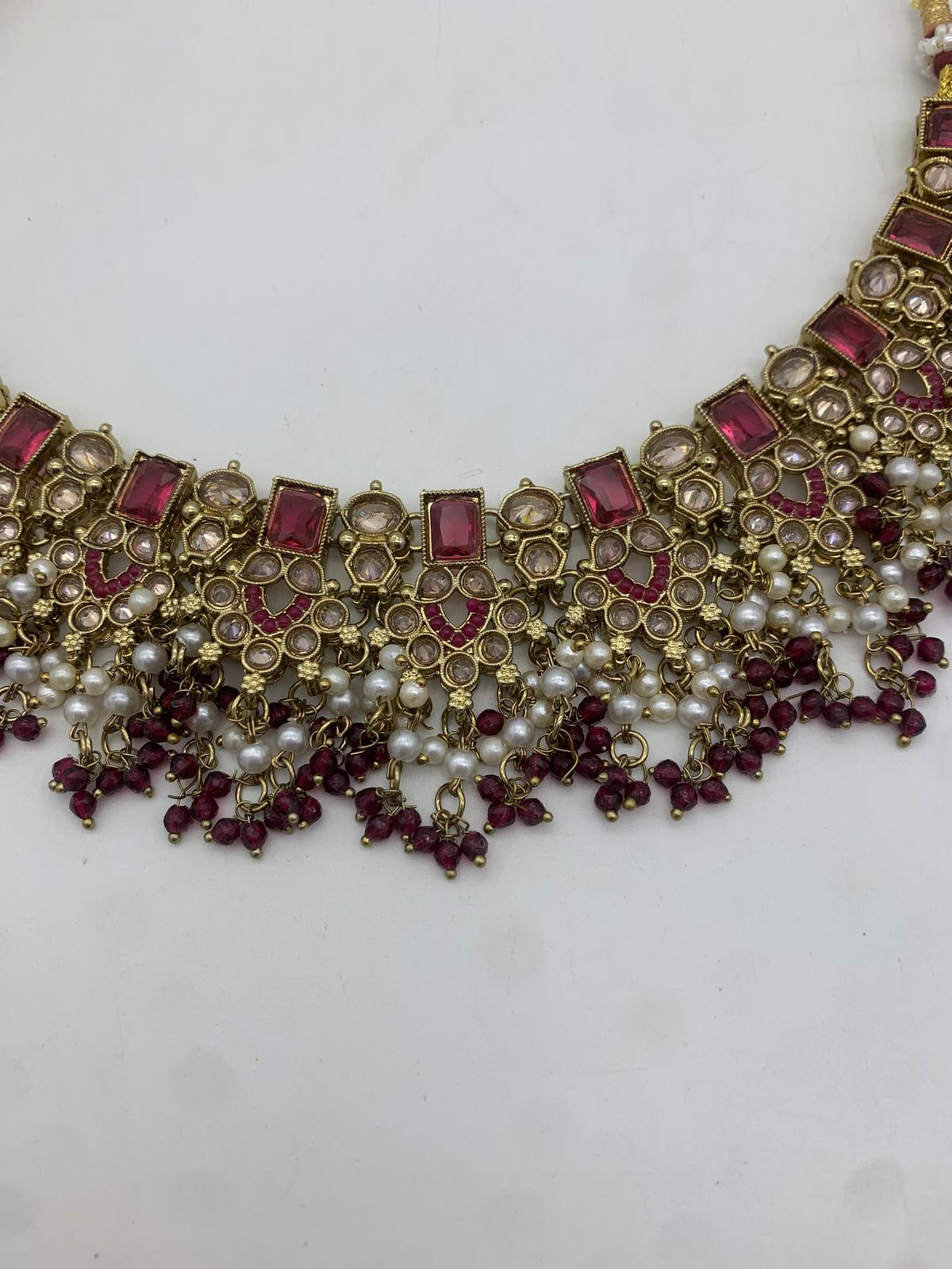 Gold and plum necklace set