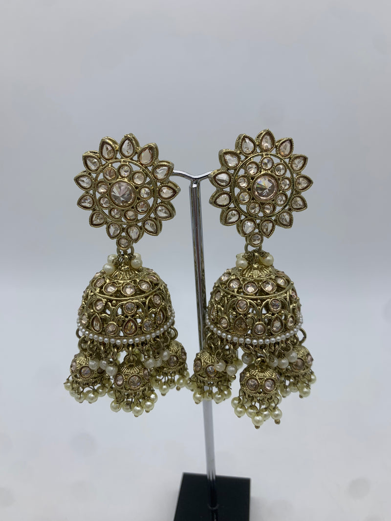 Gold jhumka earrings