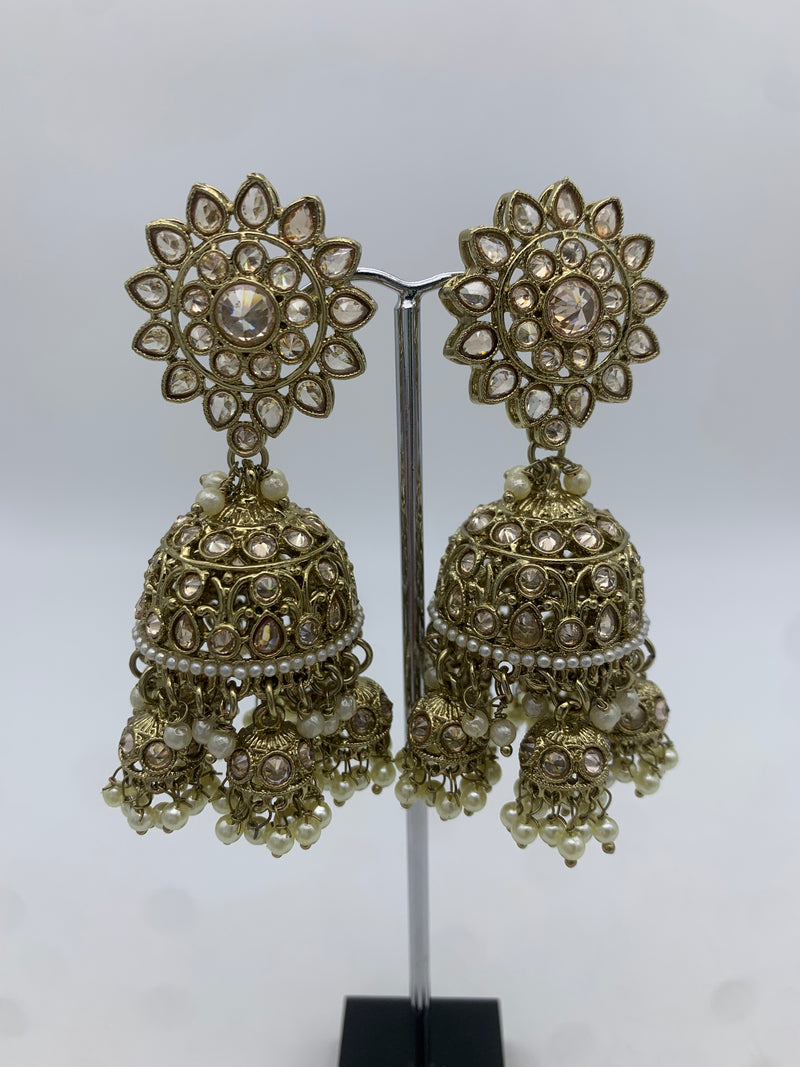 Gold jhumka earrings