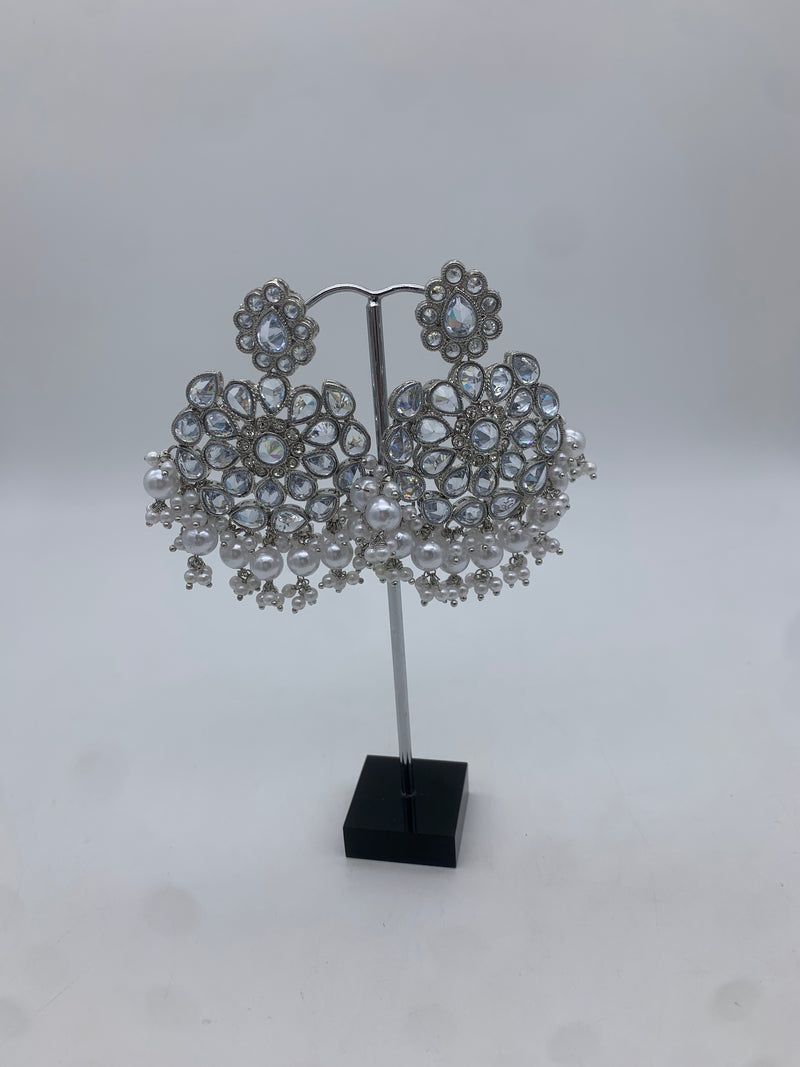 White polki earrings
