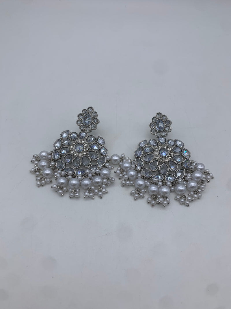 White polki earrings