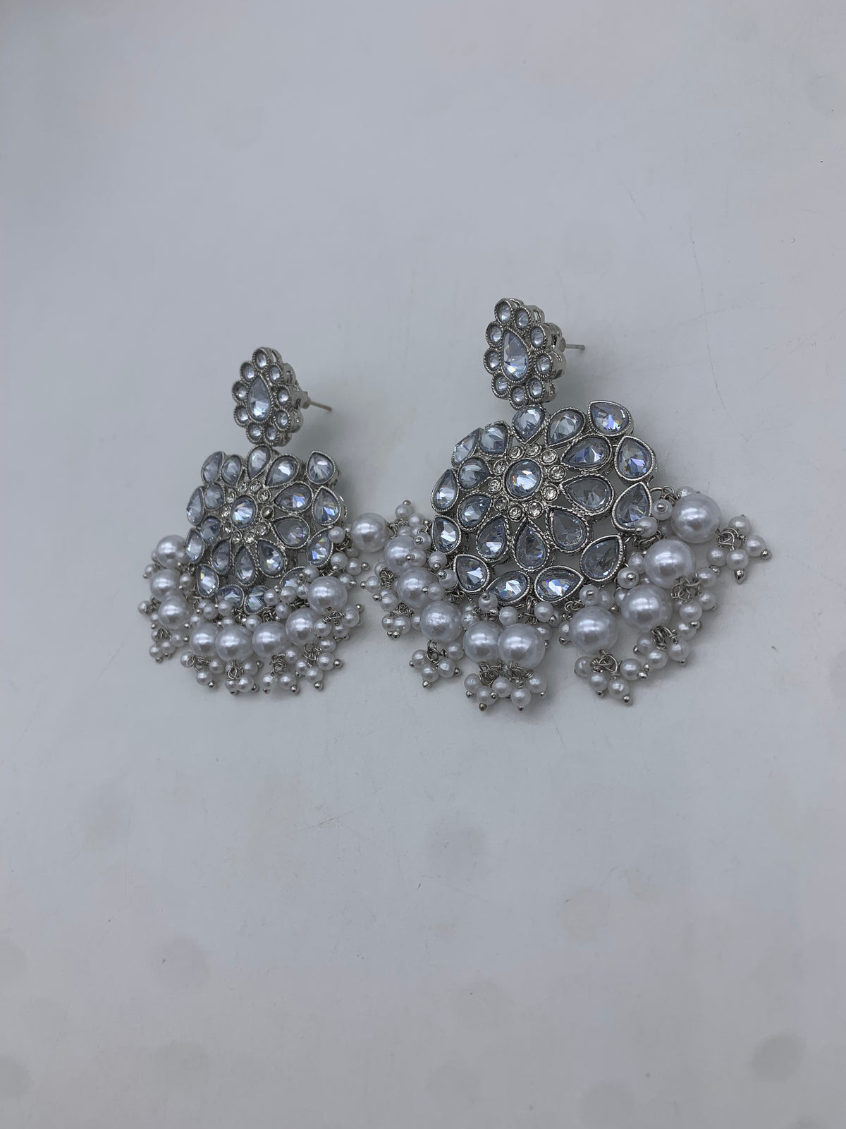 White polki earrings