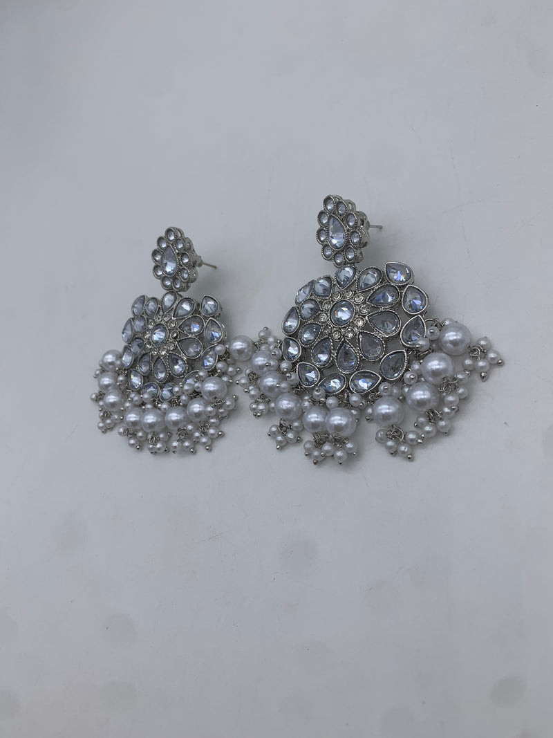 White polki earrings