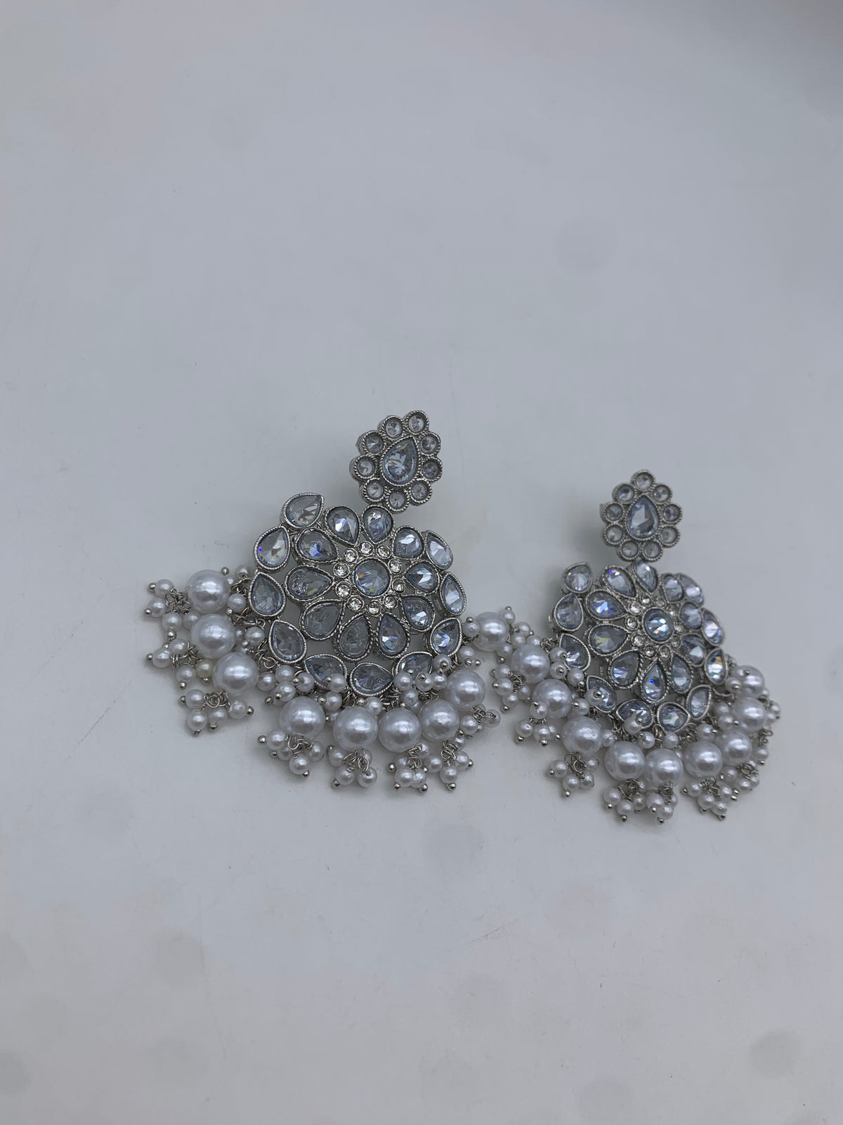 White polki earrings