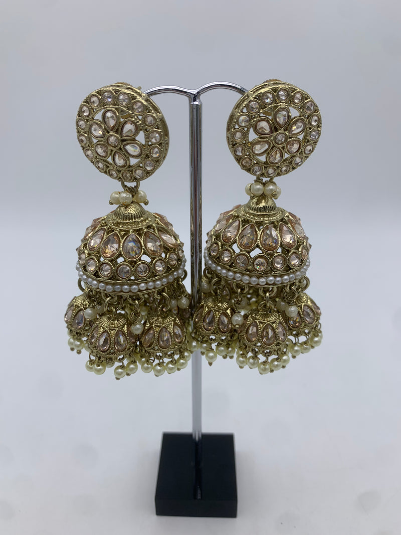 Gold jhumka earrings