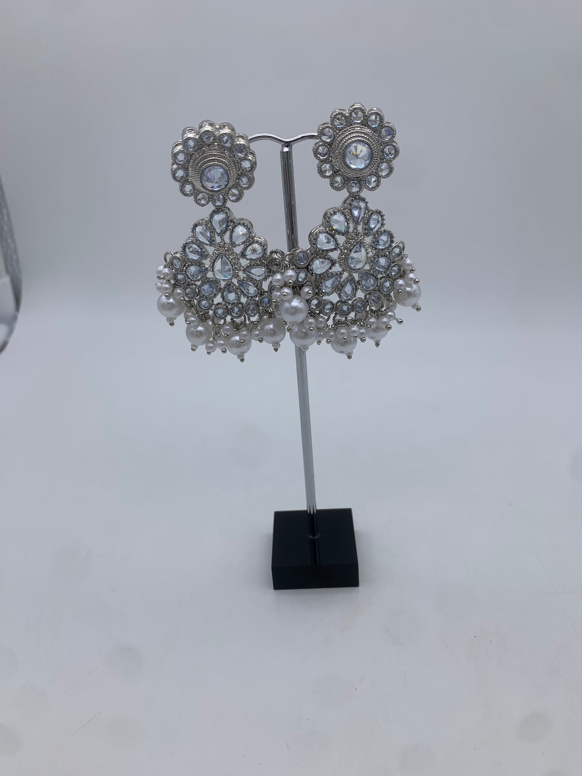 White polki earrings