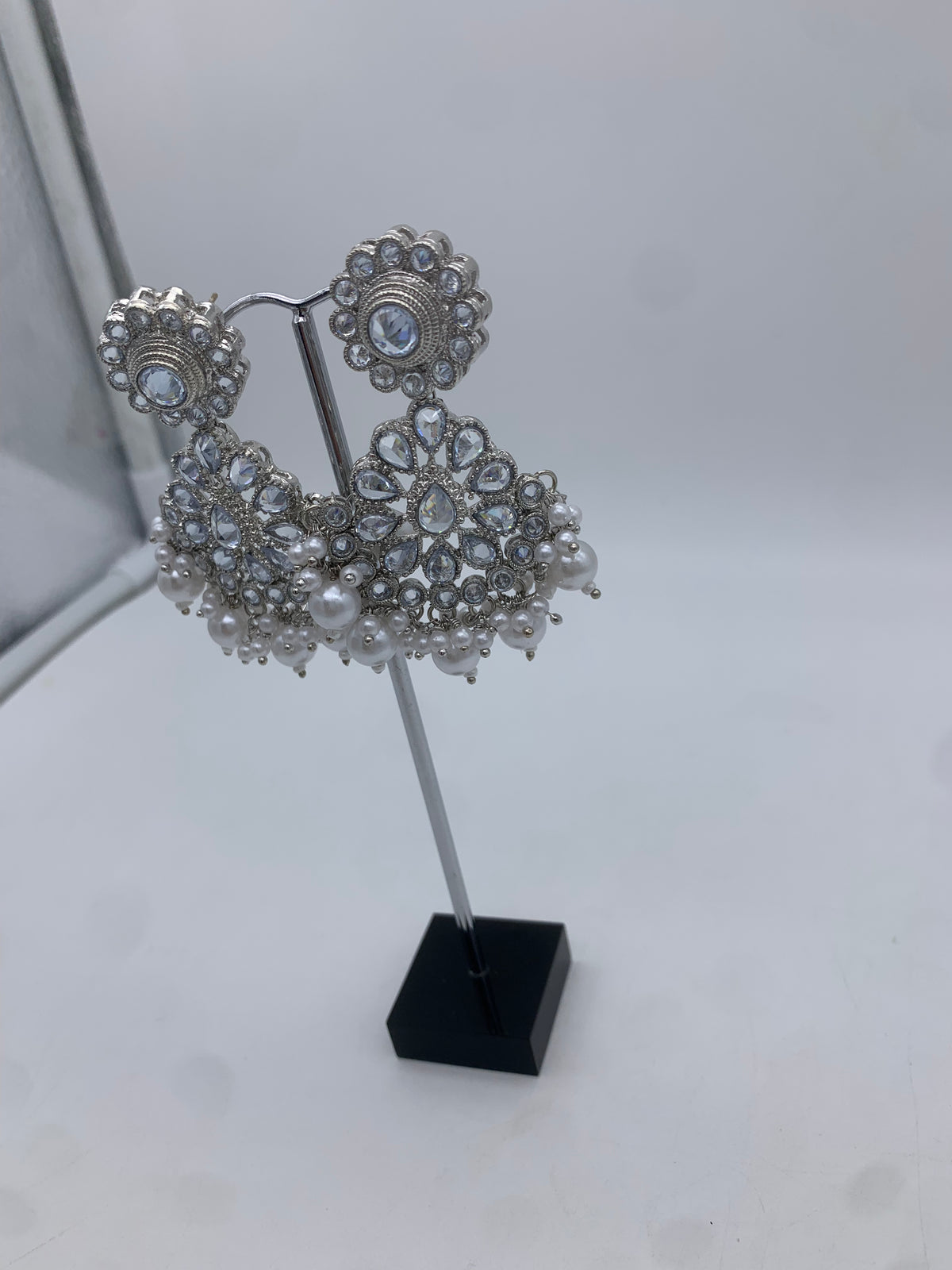 White polki earrings