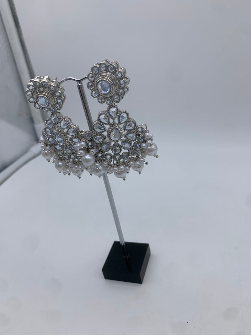 White polki earrings