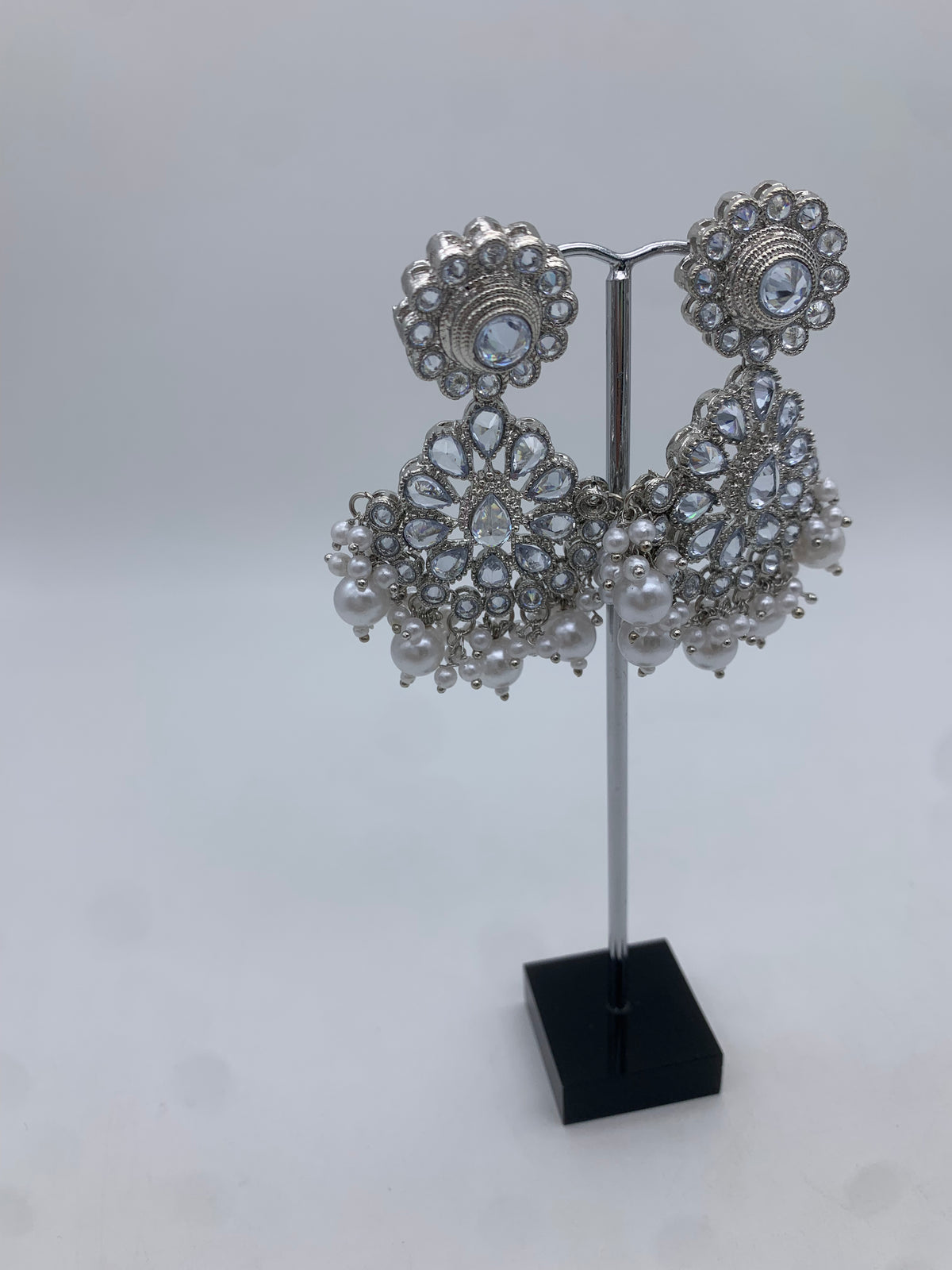 White polki earrings