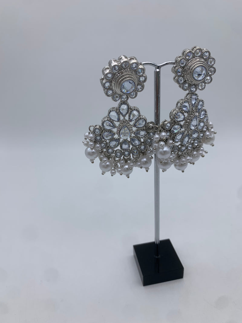 White polki earrings