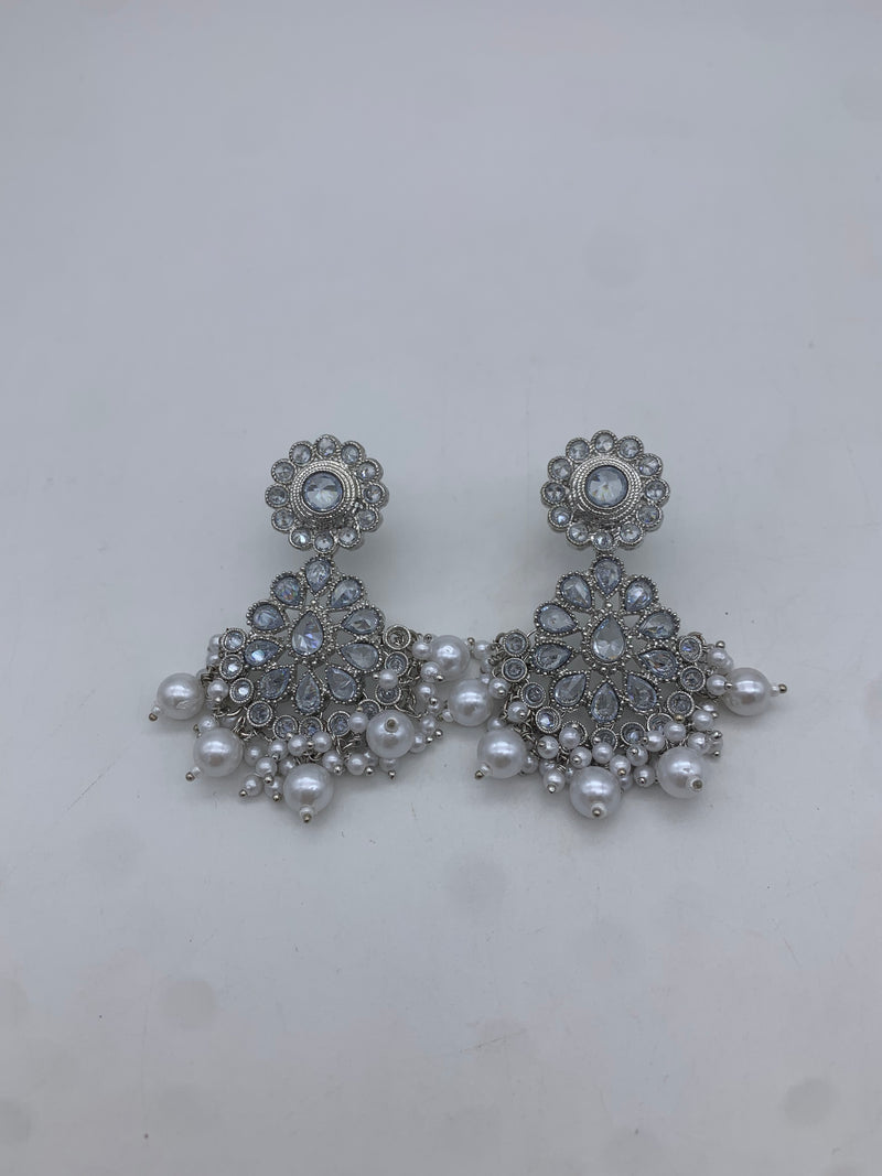 White polki earrings