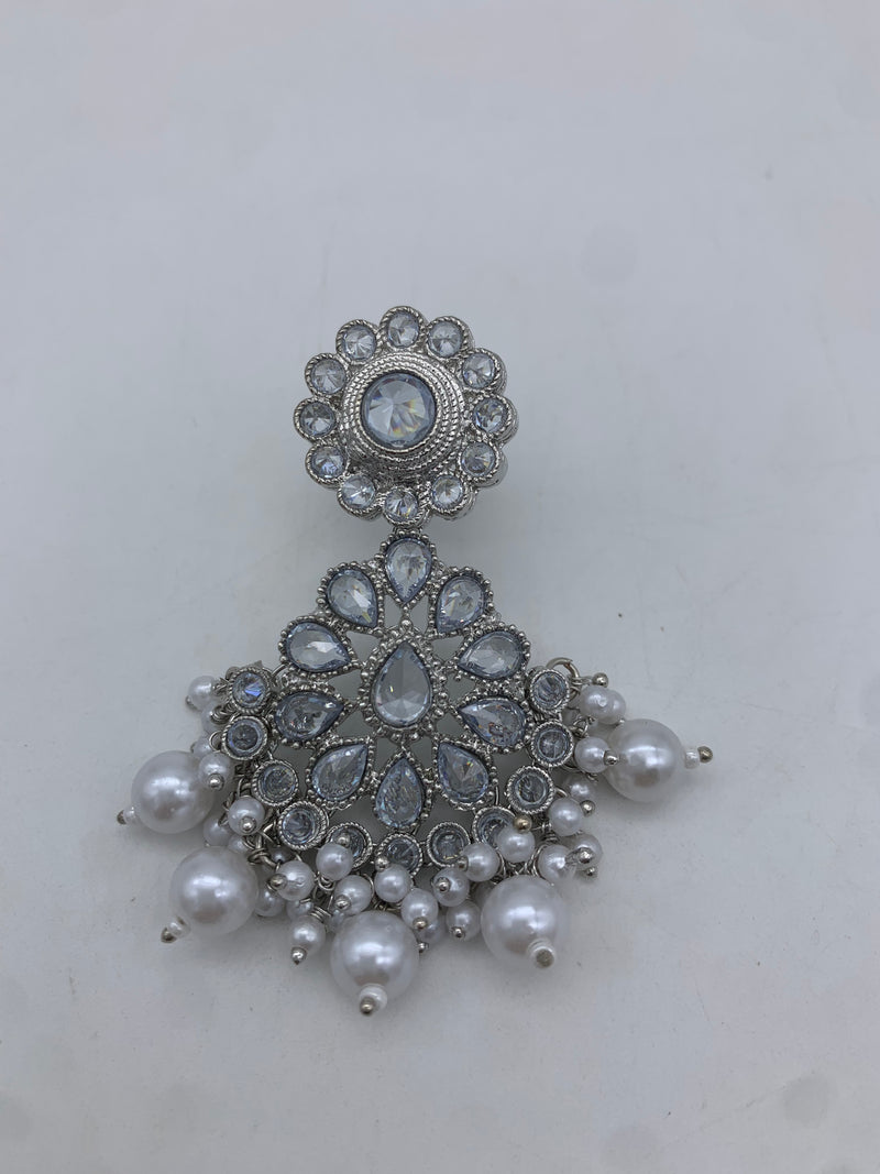 White polki earrings