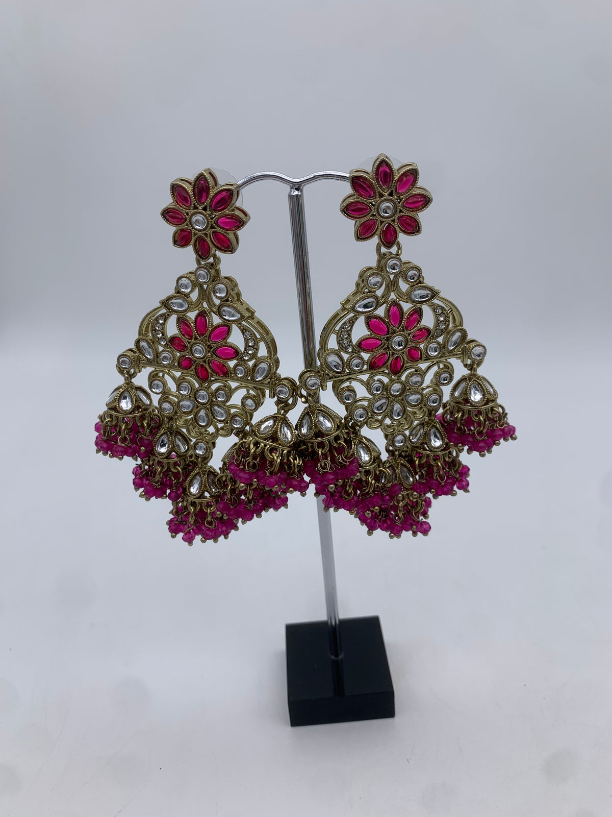 Gold and pink earrings