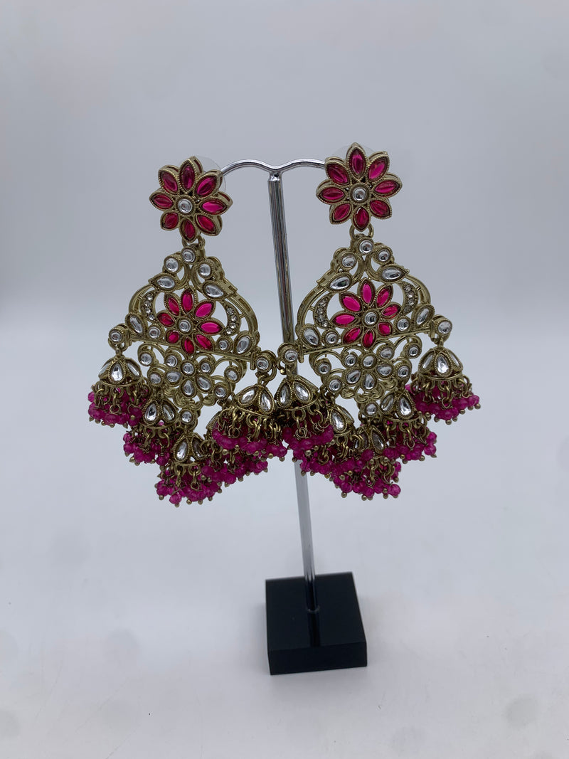 Gold and pink earrings