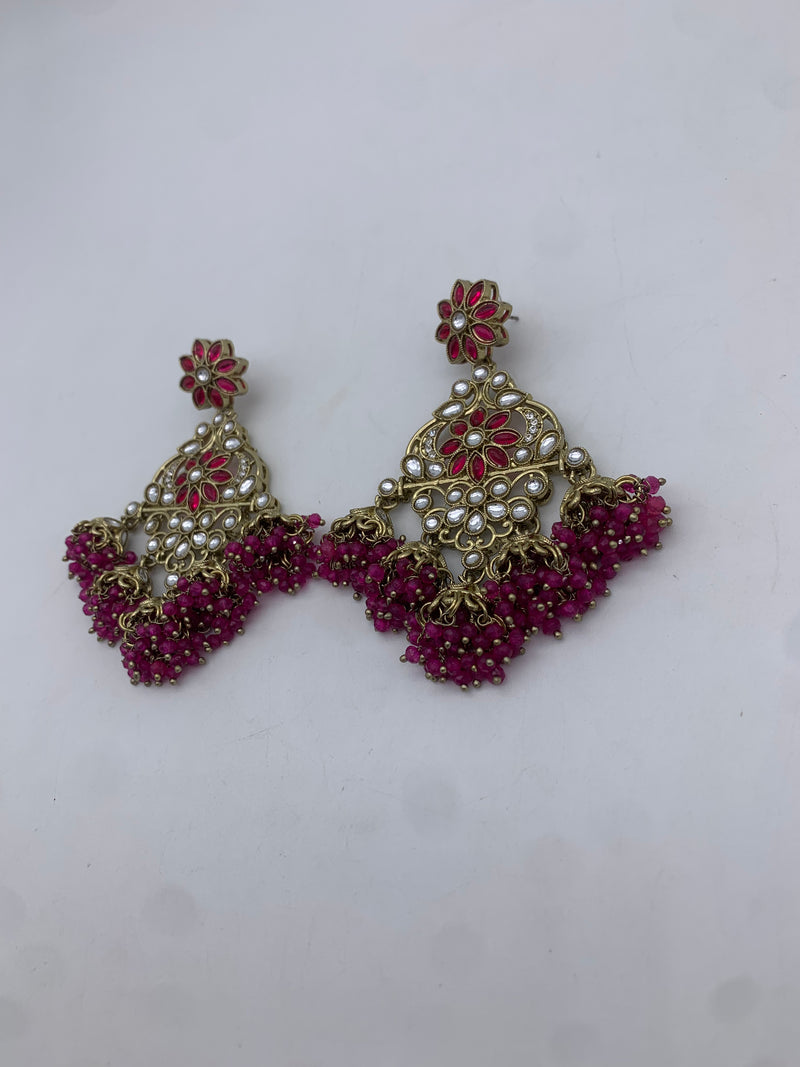 Gold and pink earrings