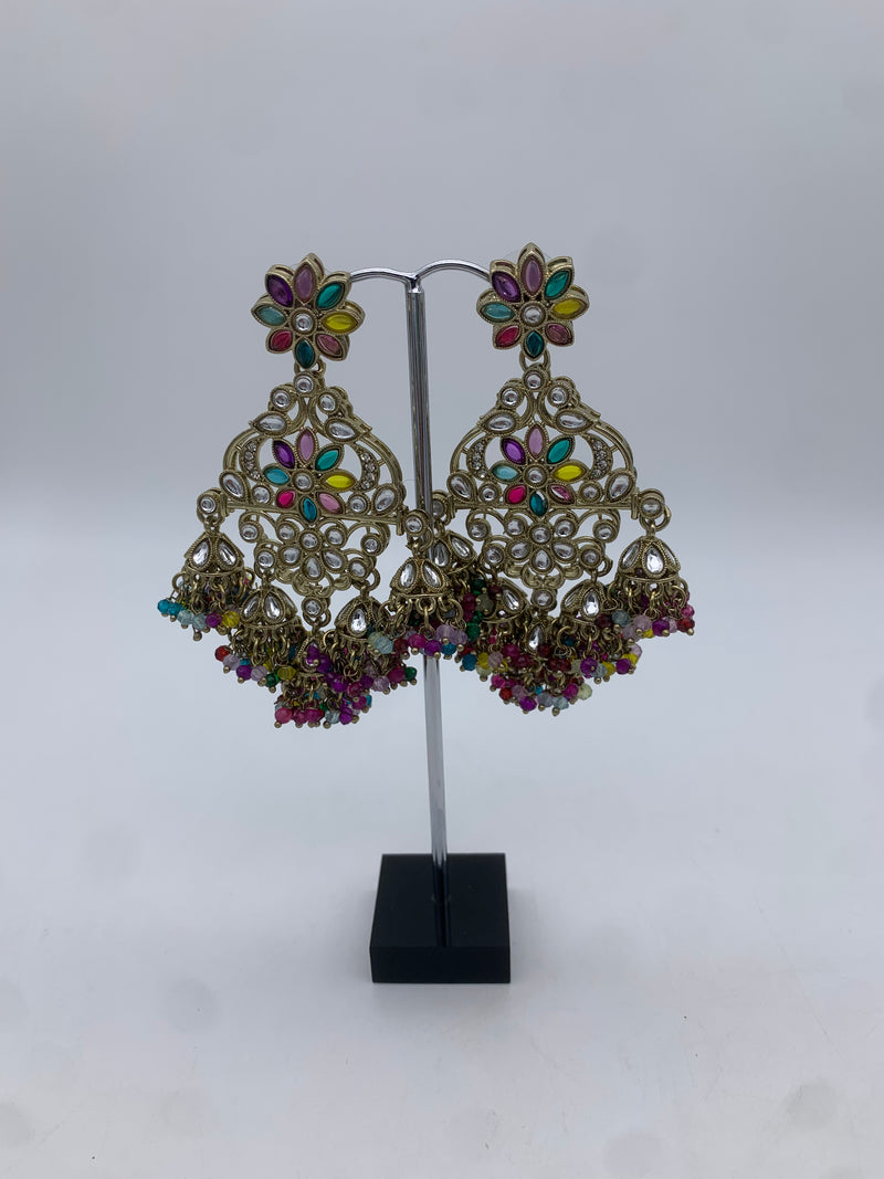Gold multicoloured earrings