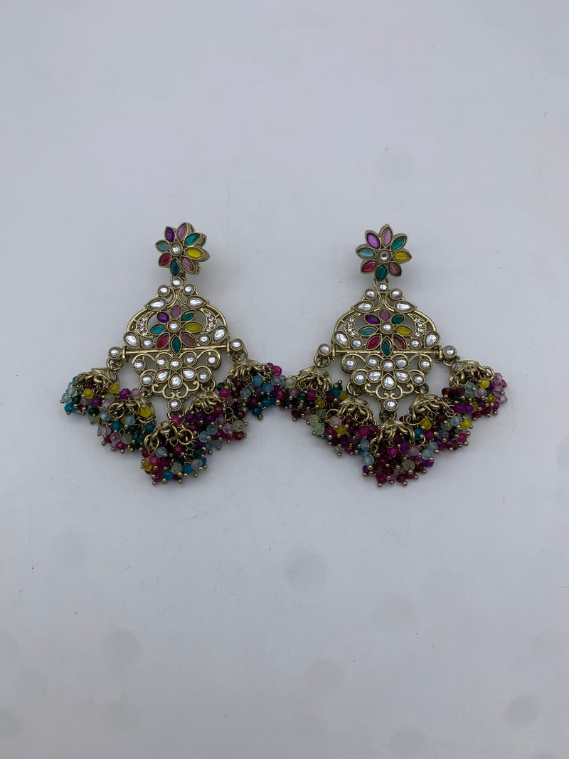 Gold multicoloured earrings
