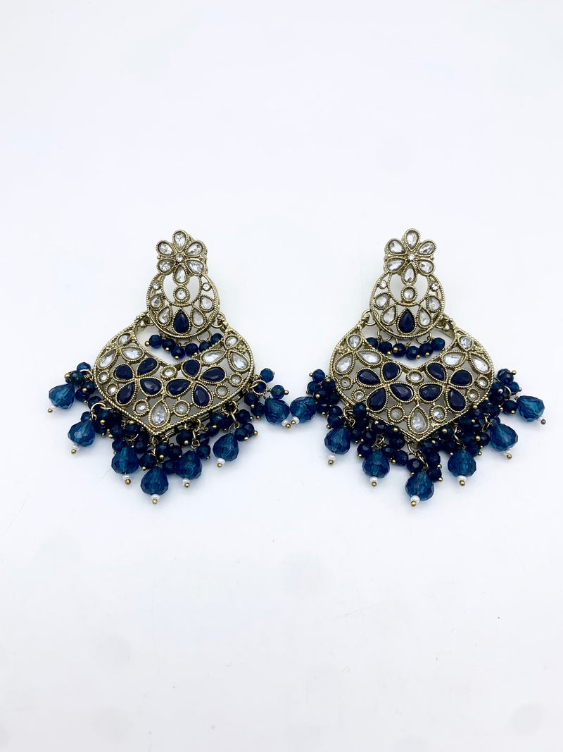 AM600 Gold and Blue earring and tikka