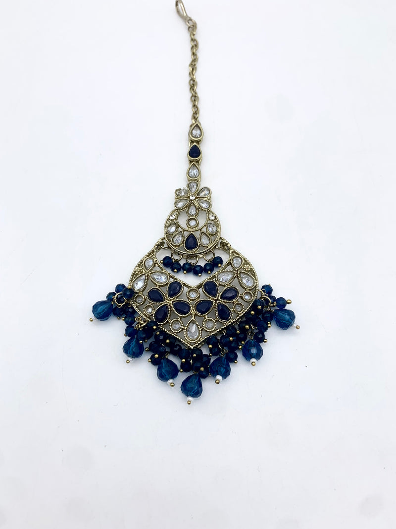 AM600 Gold and Blue earring and tikka