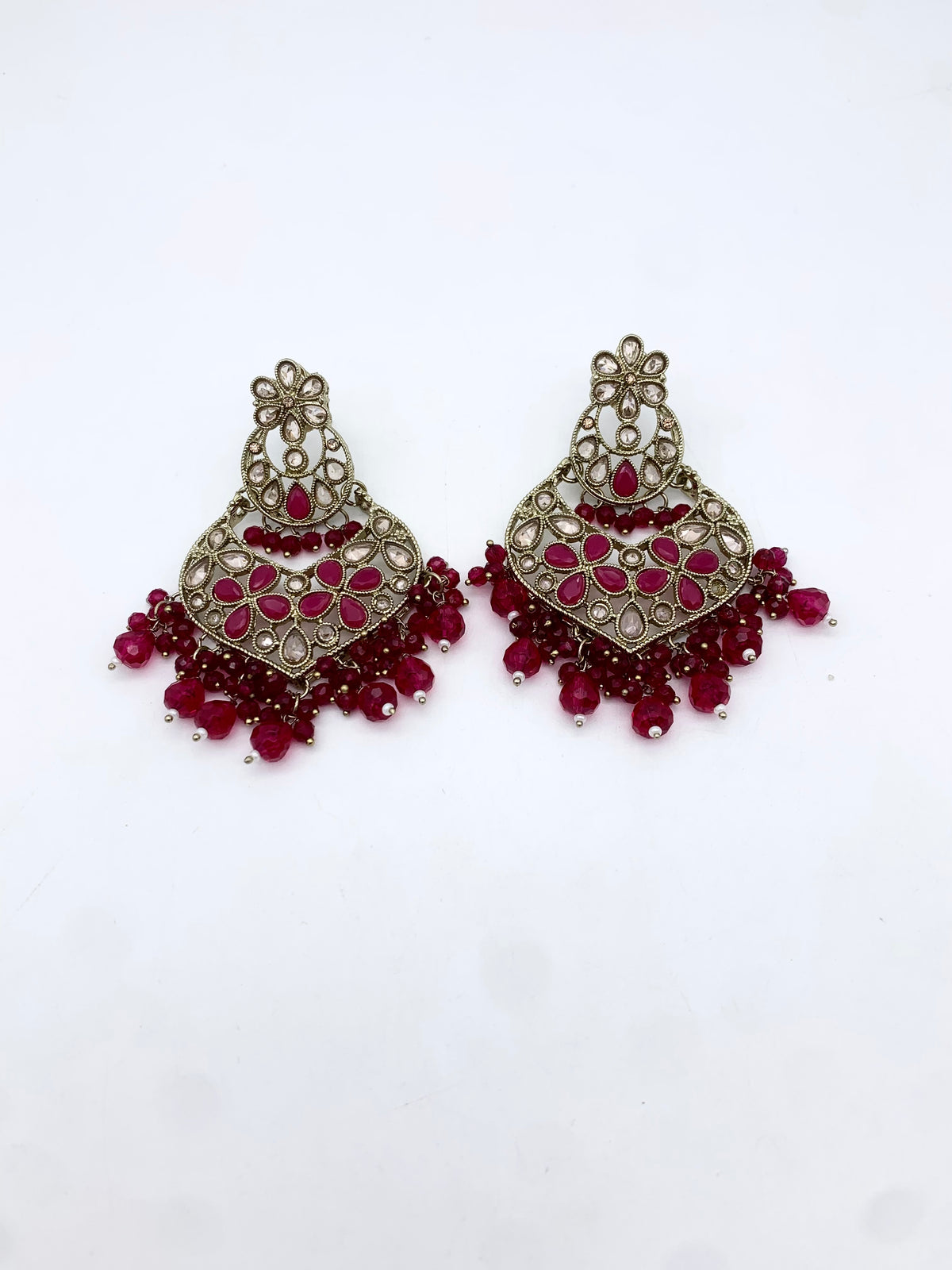 AM600 Gold and Pink Earrings and tikka set Polki