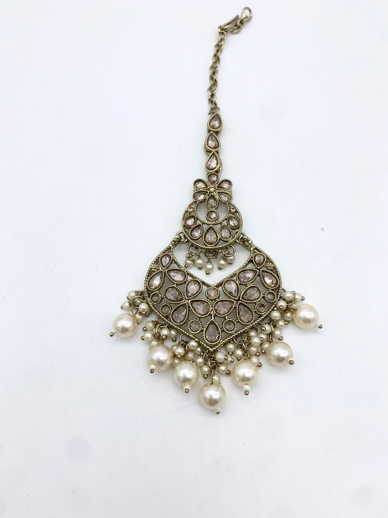 AM600 Gold Earrings and tikka set Polki