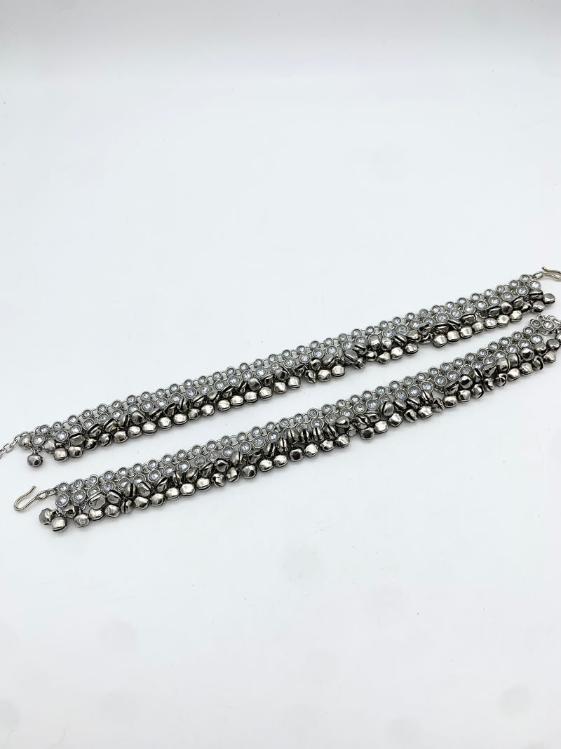 AM405 Silver anklets polki