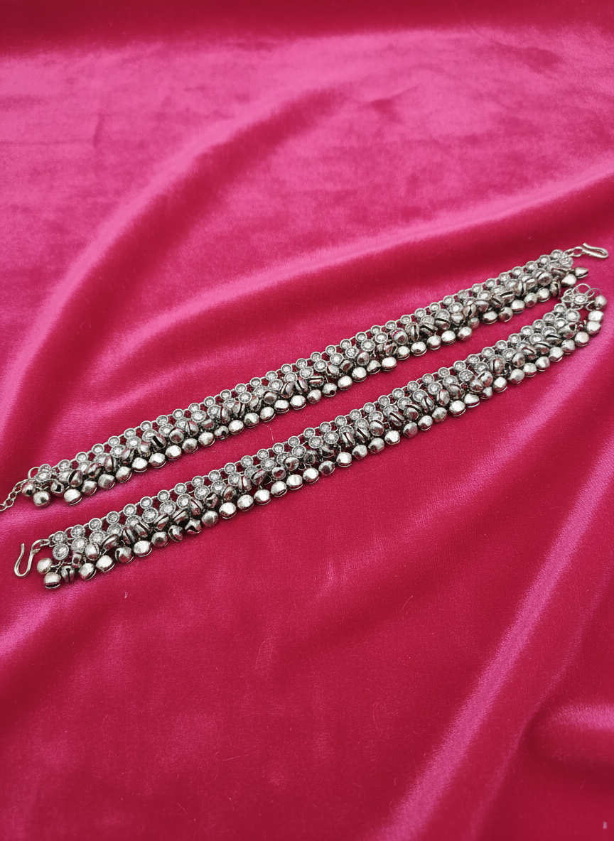 AM405 Silver anklets polki