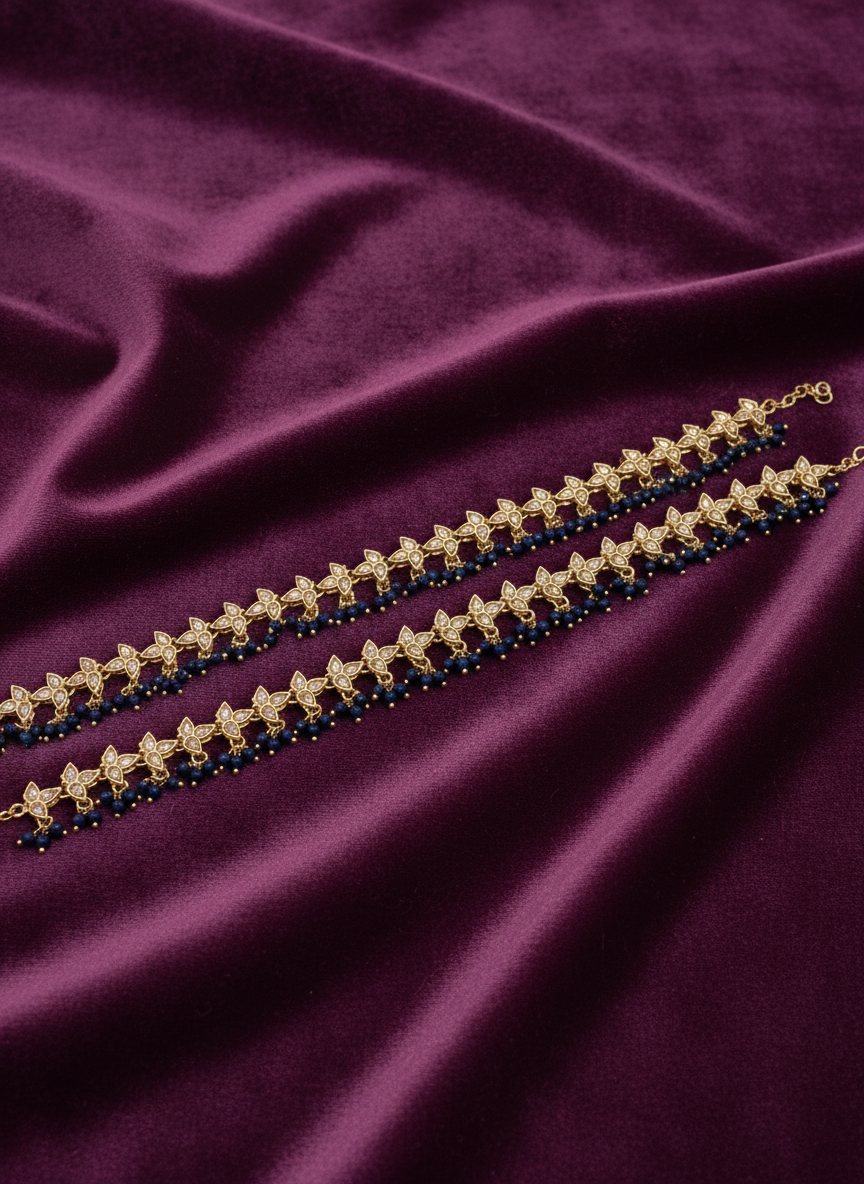 AM402 Gold and Blue anklets