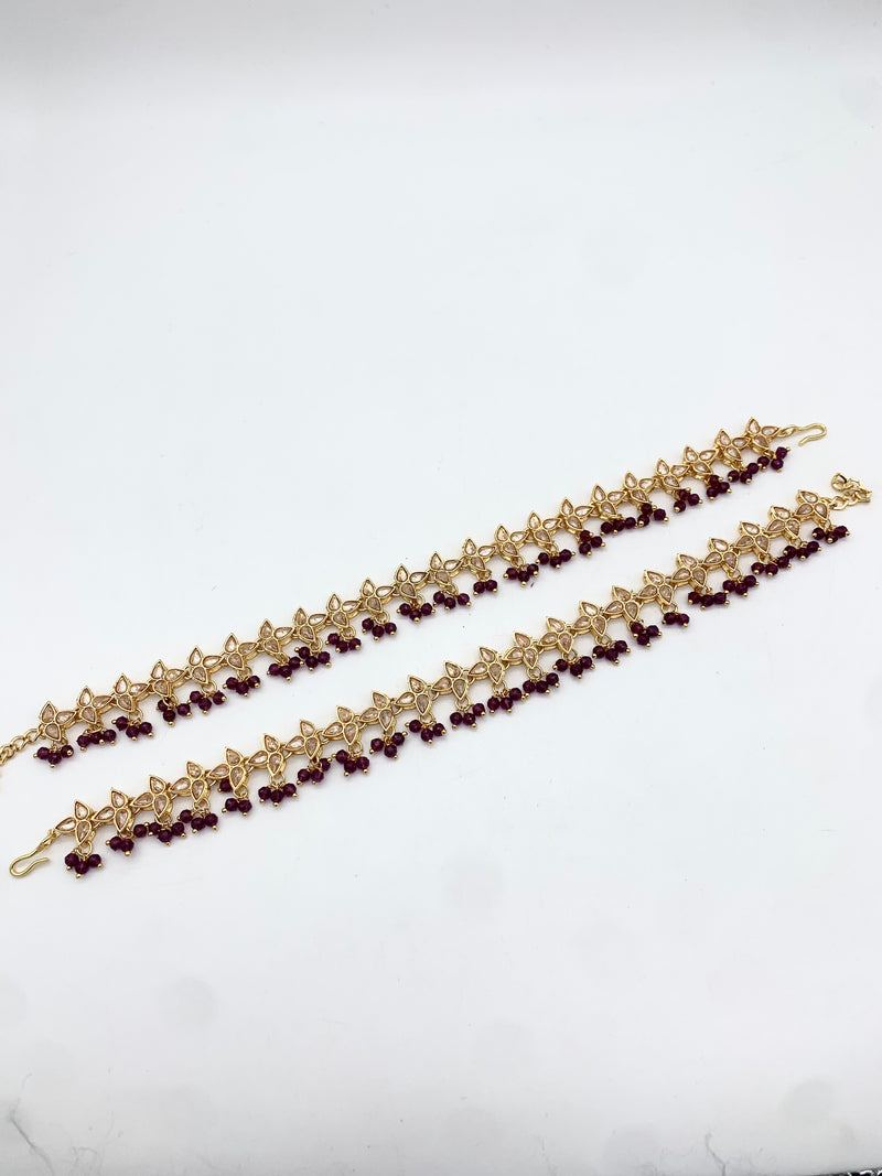 AM402 Gold and Purple anklets polki